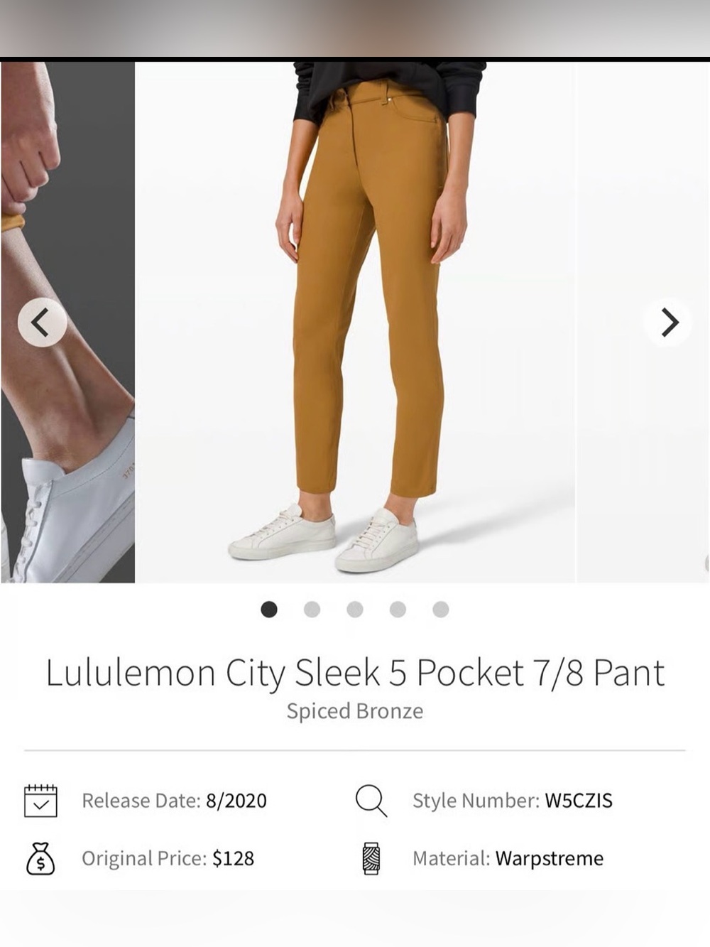 lululemon 5 pocket city sleek mustard